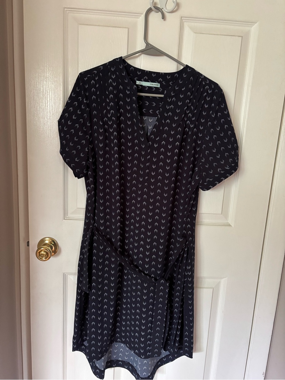 Maurice’s Navy Printed Short Sleeve V-Neck Women's Dress XL